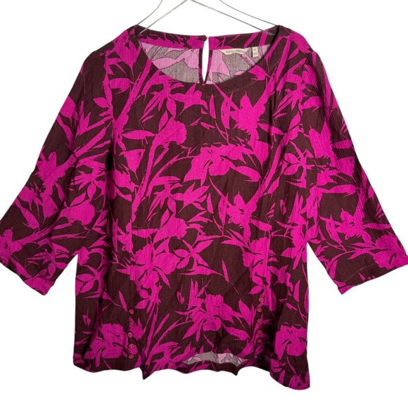 Soft Surroundings Oceo Gauze Boxy Tunic Top In Tropical Fuchsia Size XL NWT - Picture 1 of 8